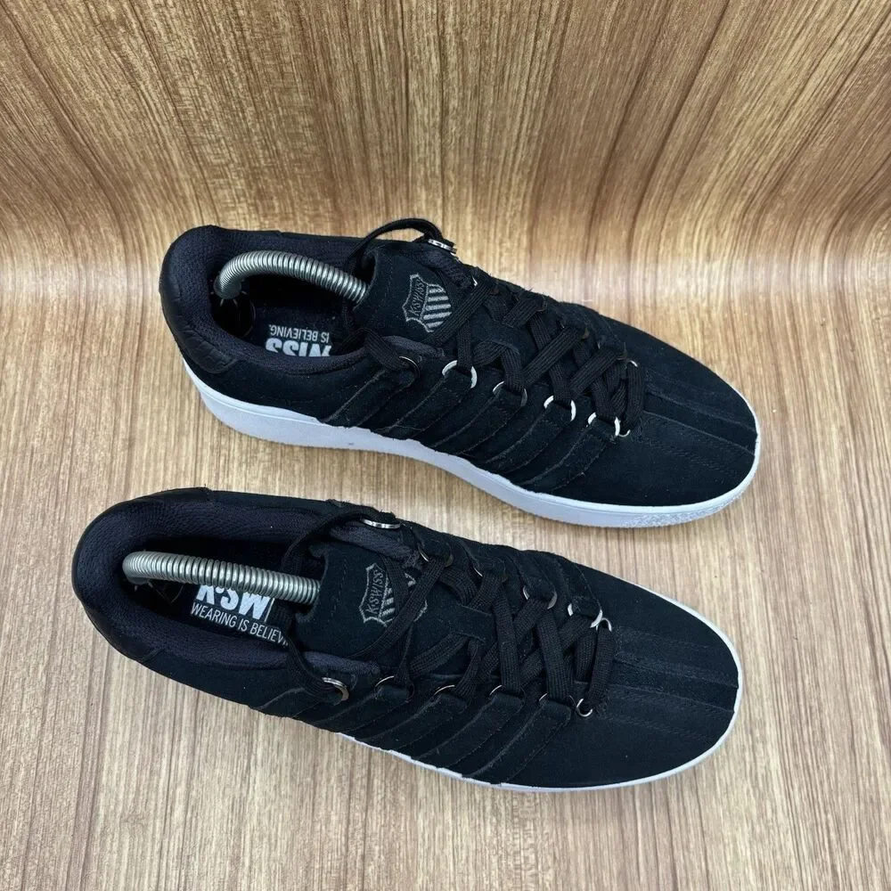 K-Swiss Women's Classic VN‎ Platform Black Suede Leather White Sneakers Size 10